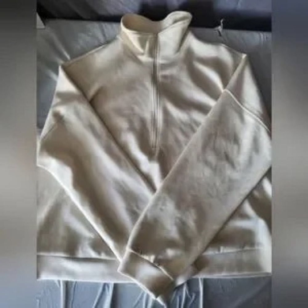 Cream Half-Zip Pullover Sweatshirt - Picture 4 of 4